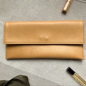 Italian Leather Neutral Clutch Purse
